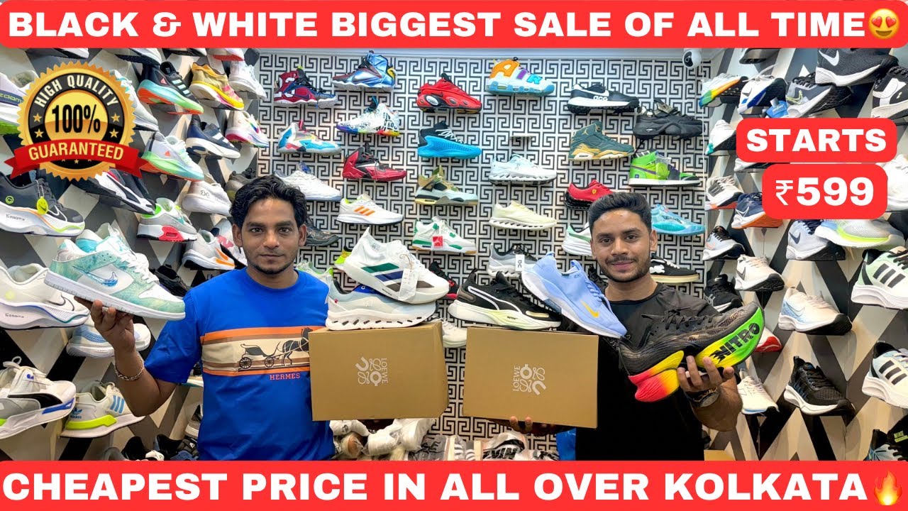 Cheapest 7A Quality Shoes In Kolkata | Kolkata Shoes Market | Black & White | Cheapest Shoes ₹599😍