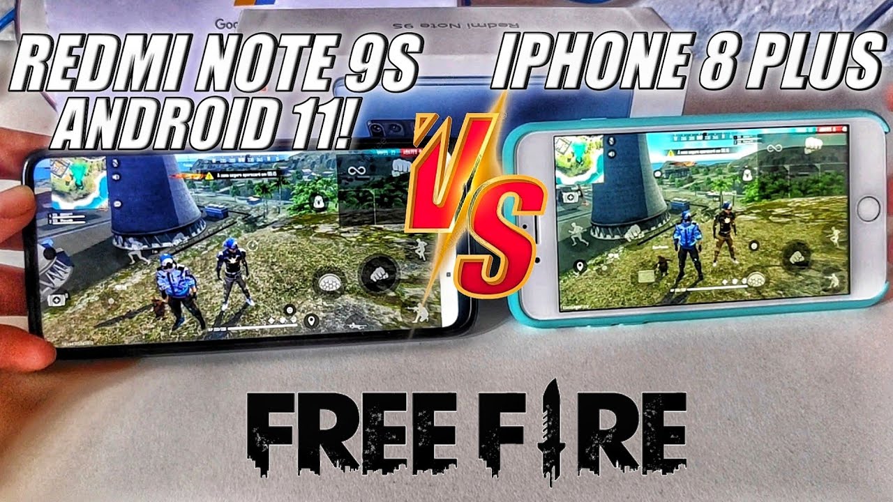 IPHONE 8 PLUS vs REDMI NOTE 9S NO ANDROID 11- COMPARATIVO free fire