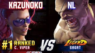 SF6 ▰ KAZUNOKO (#1 Ranked C.Viper) vs NL (Sagat) ▰ High Level Gameplay