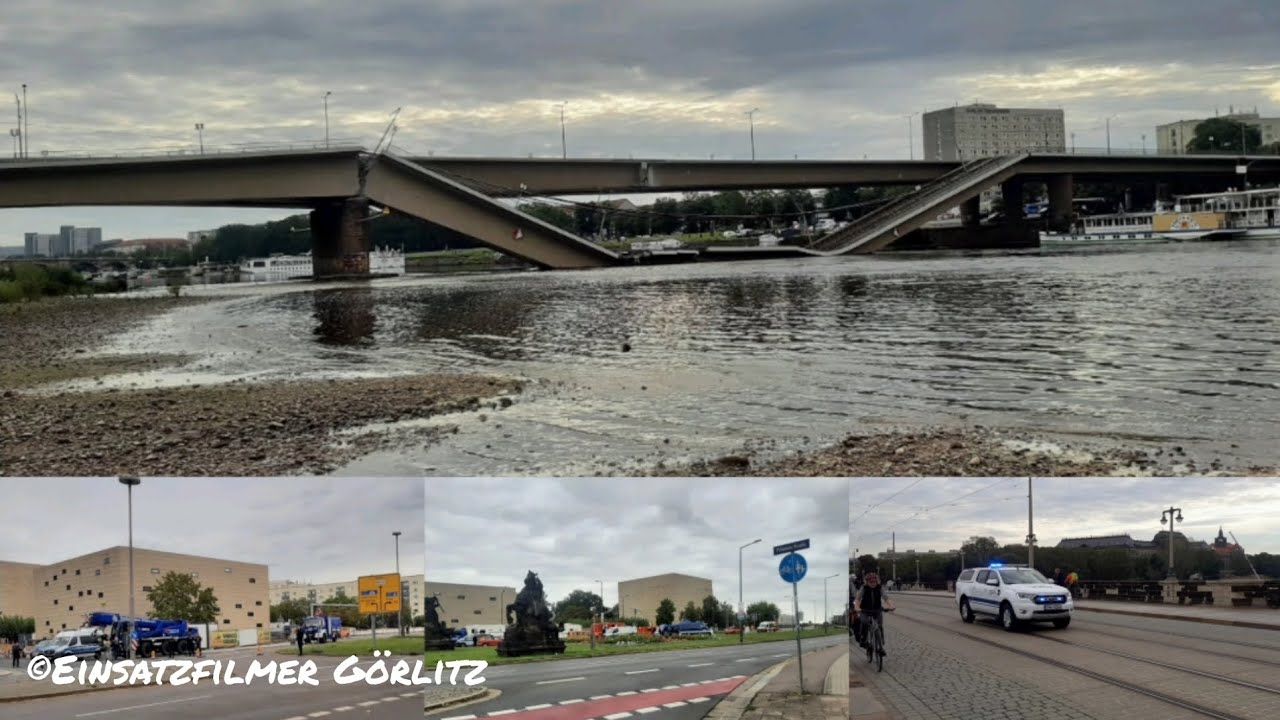 [Teil Einsturz der Dresdener-Carolabrücke⚠️] Großeinsatz für die Feuerwehr & das THW Dresden