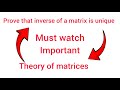 prove that inverse of a non singular matrics is unique|#physicswallah|#gajendrapurohit|#vidantu|20