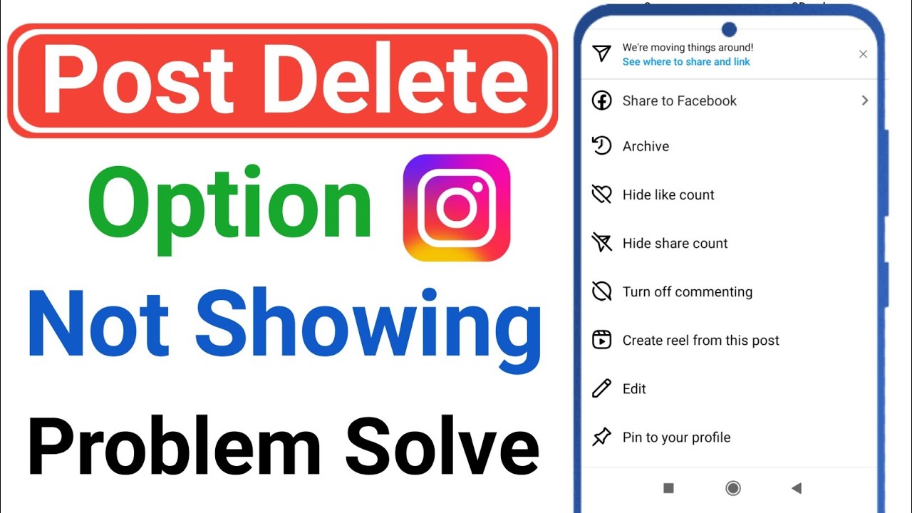 Instagram Post Delete Option Not Showing | Post Delete Option Not ...