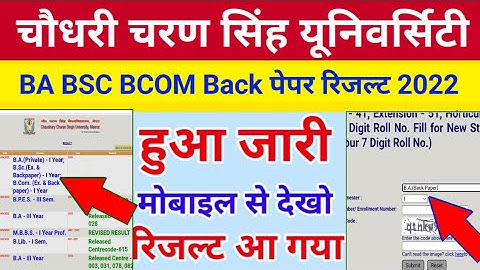 ccsu ba bsc bcom regular Private back paper result 2022 declared | ccsu back paper result 2022