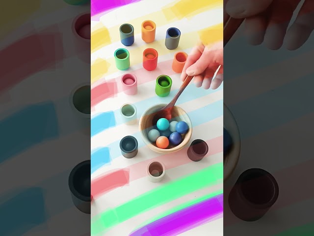 💥✨️COOL! Sorting Wooden Balls and Cups #shorts #fun #satisfying