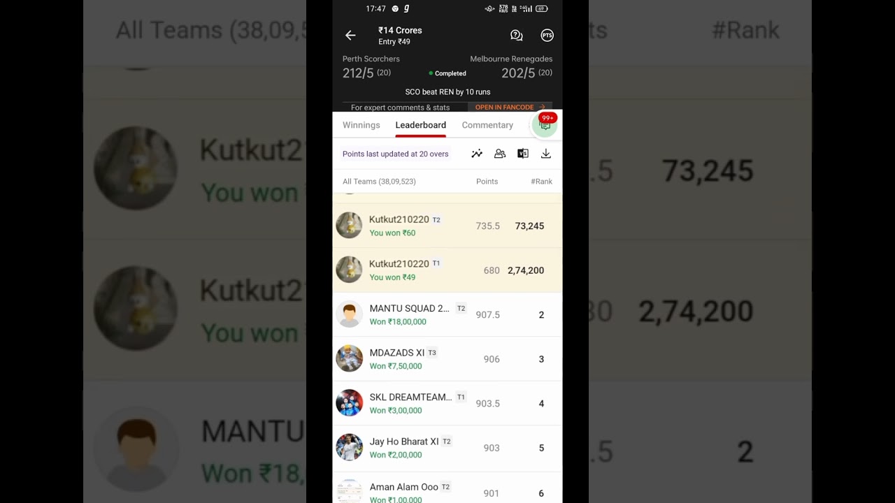 Big Bash 1 Crore Winning 😳|Dream11|   
