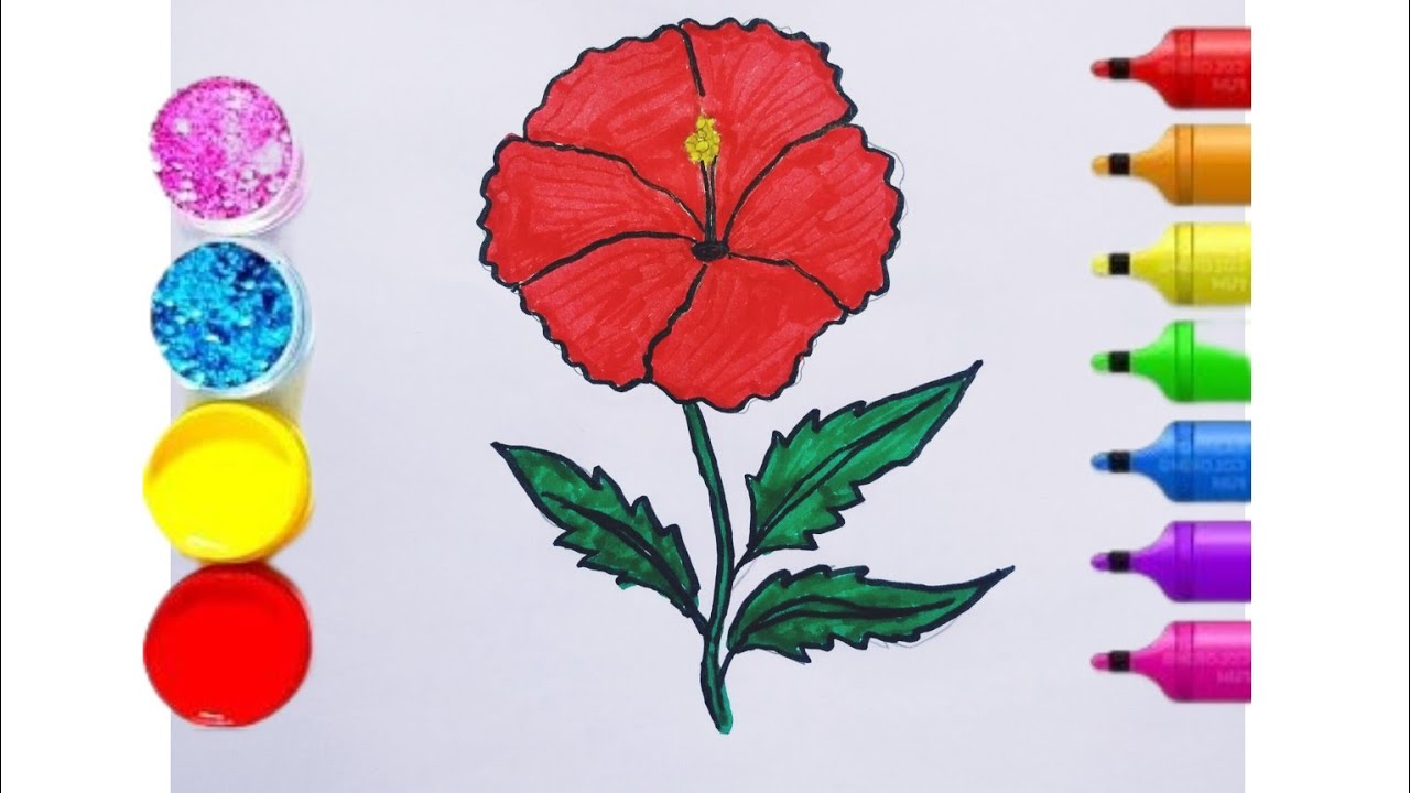 how to draw Hibiscus flower 🌺|easy drawing for kids|hibiscus flower ...