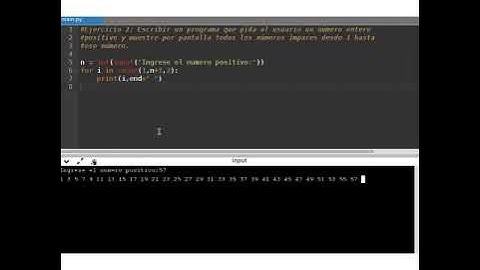 Python Ejercicio 2:  Dado un numero mostrar todos los numeros impares antecesores