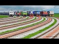 7 Trains crossing on Bumpy Railroad Tracks/ Indian Railways// Train simulator