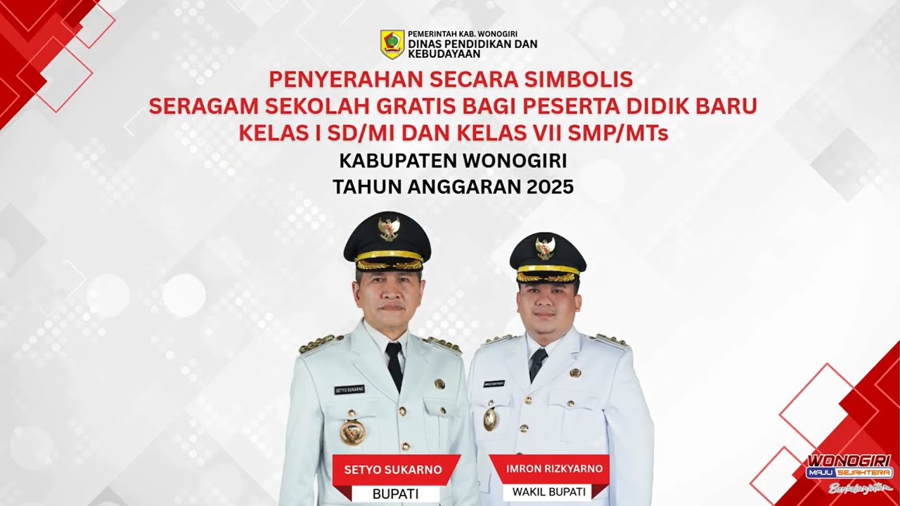 PENYERAHAN SECARA SIMBOLIS SERAGAM SEKOLAH GRATIS BAGI PESERTA DIDIK TAHUN ANGGARAN 2025