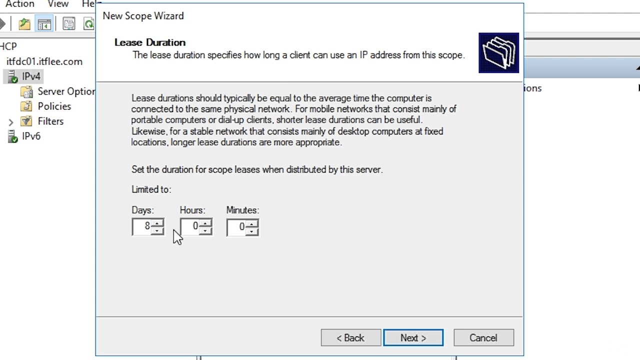 19 DHCP scopes and exclusions