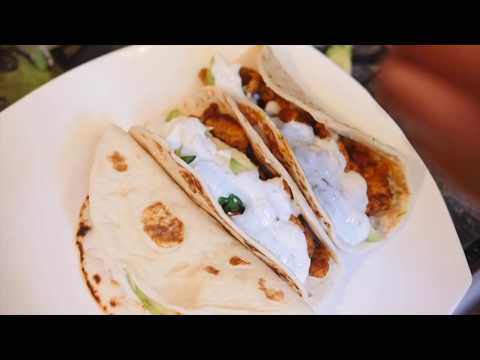 Spicy Chicken Avocado Tacos with Cilantro Lime Sauce