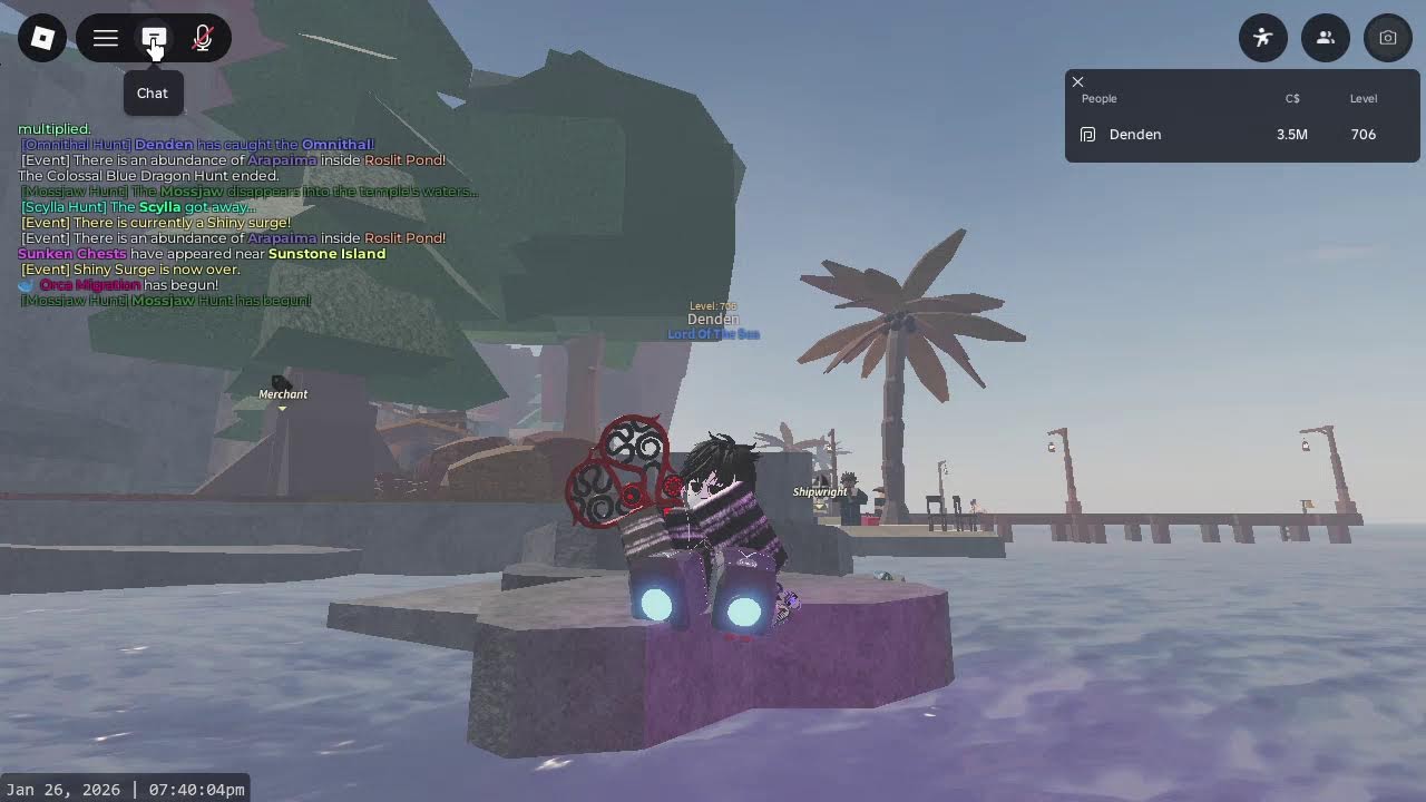 Fisch Roblox Live on Januray 26 2026 Monday