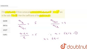 If the coefficients of three consecutive terms inthe expansion of (1+x)^(n)  are in the radio 1:...