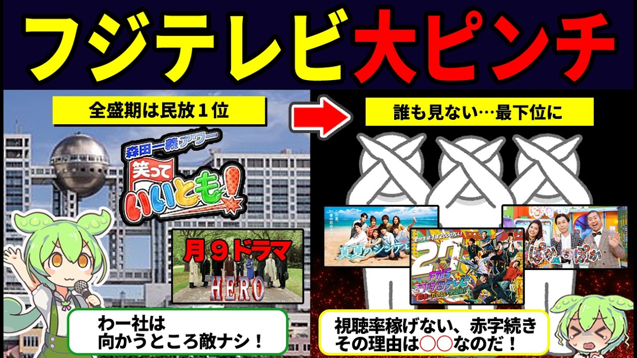 フジテレビがついに転落…その深すぎる闇とは【ずんだもん解説】