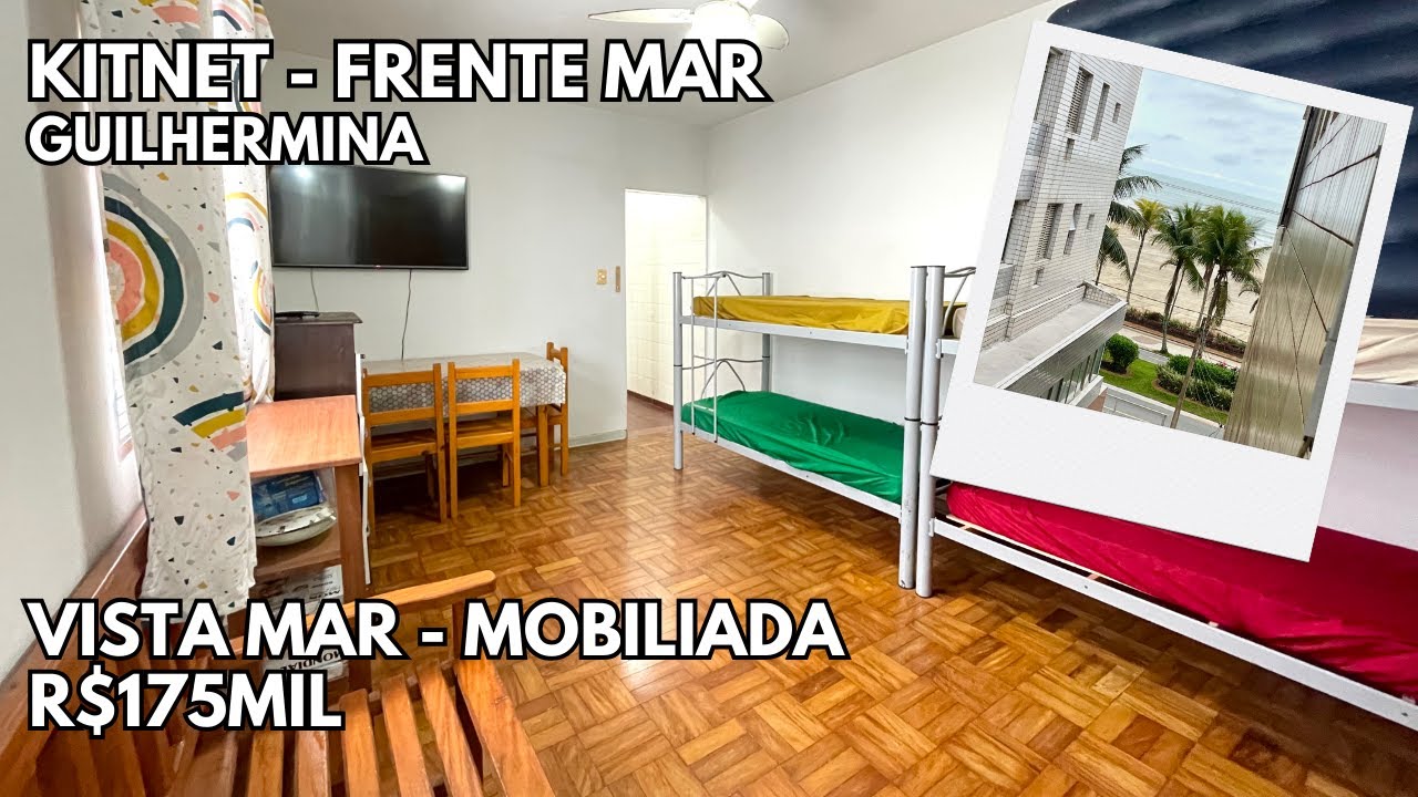 🏝️ KITNET AMPLA COM VISTA MAR NA GUILHERMINA BEIRA-MAR PRAIA GRANDE R$175MIL