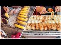 Thai street food  grilled bananas with coco honey sauce  bangkok chinatown