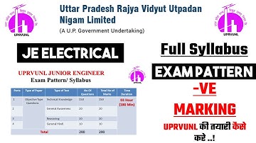 UPRVUNL JE ELECTRICAL SYLLABUS || EXAM PATTERN || -VE MARKING