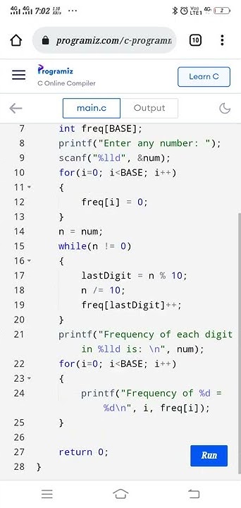 #C C program to find frequency of each digit in a given integer - YouTube