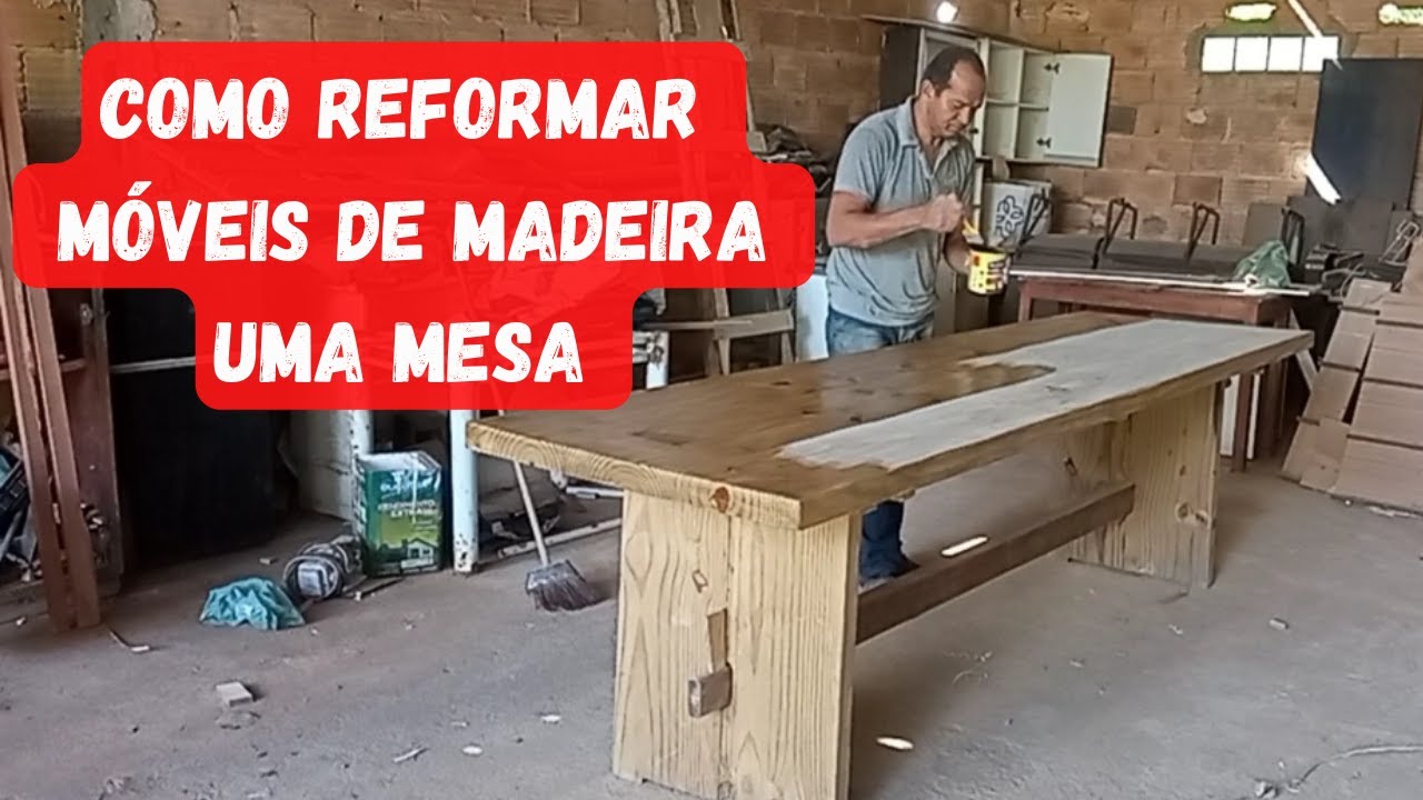 Como Reformar uma mesa de madeira passo a passo faça você mesmo - YouTube