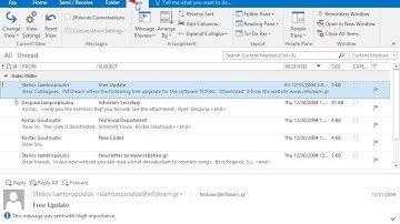 Configure Microsoft Outlook to display the folder pane.