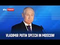 Russian President Vladimir Putin delivers speech in Moscow