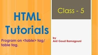 HTML Program on Table using table tag - Class 5.