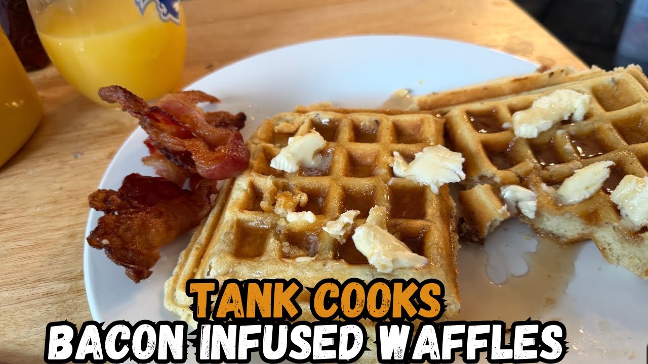 Tank Cooks Bacon Waffles