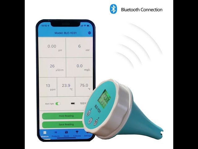 YIERYI Digital Temp CL ORP EC TDS PH Meter, Bluetooth Water Quality Tester  for Swimming Pool