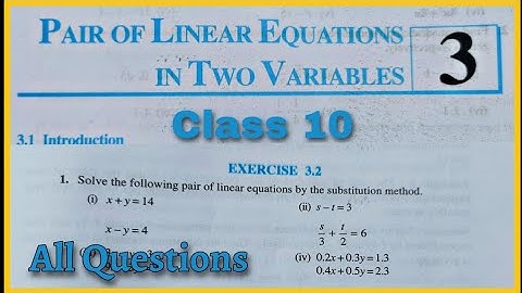 Class 10 Ex 3.2 Q1  Linear Equations in two variables Chapter 3 || NCERT Syllabus