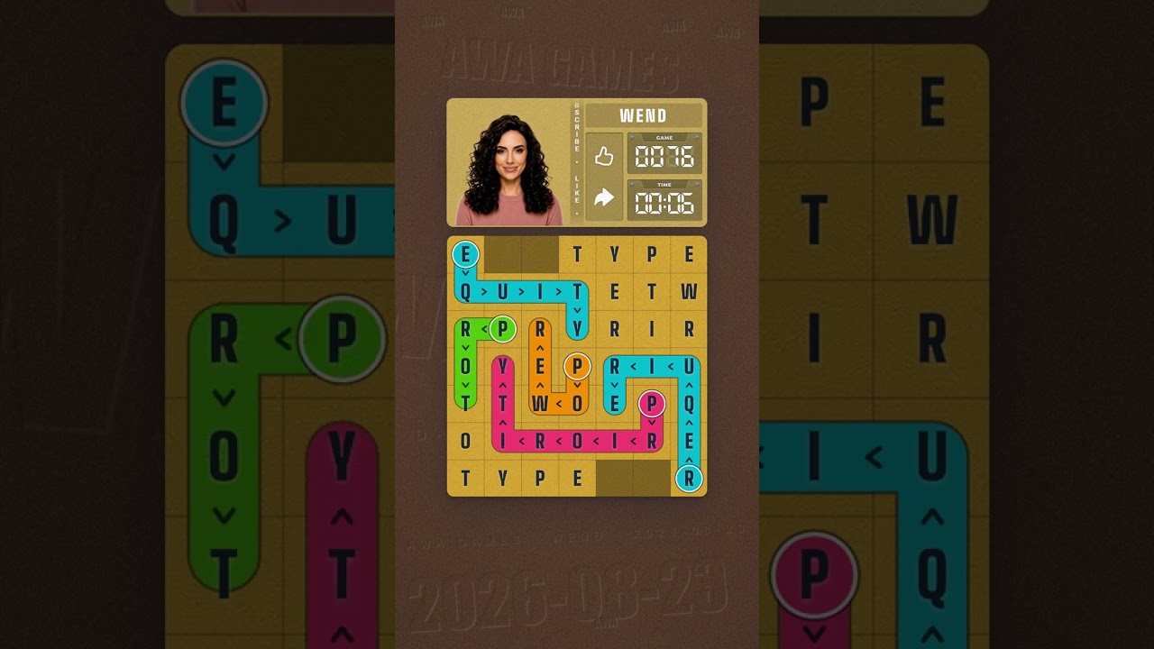 LinkedIn Wend #76 solved board for August 23, 2026, 7x7 grid