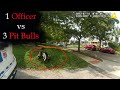 1 Officer Vs 3 Pit bulls