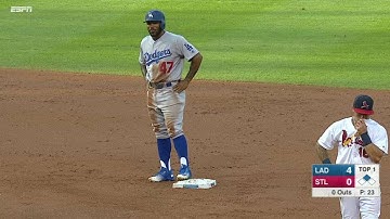 LAD@STL: Kendrick avoids tag, reaches with a double