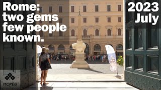 Basilica di Santa Maria sopra Minerva, passeggiata pomeridiana. 4K 50 fps. Roma, Italia Slow TV