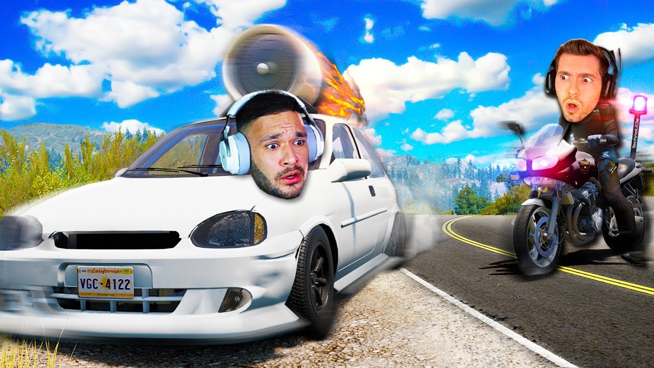 PEGA-PEGA com CORSA JATO e MOTO da POLÍCIA! BeamNG.drive Multiplayer