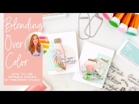 Ink Blending On Colored Cardstock - How To Use Sippable Scenes From PinkFresh Studio