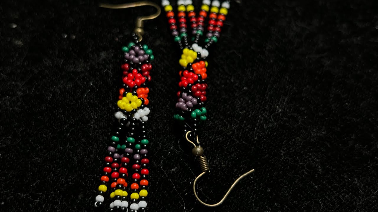 ARETES CILINDRICOS ESTILO HUICHOL PASO A PASO