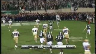 [HD] MSU Vs Notre Dame - Fake FG Pass play to win the game in OT - 09/18/2010
