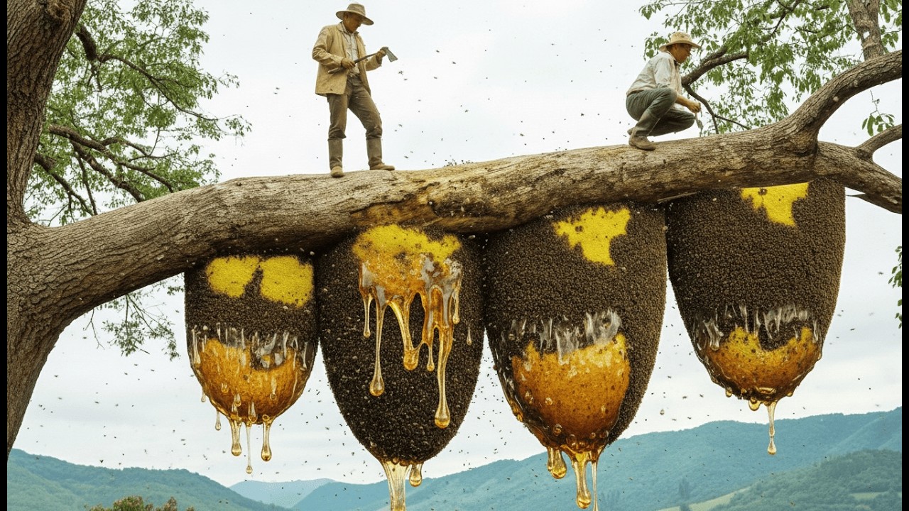 Harvesting a Giant Beehive at a Deadly Height