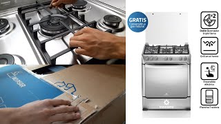 INDURAMA - Cocina Firenze Zafiro Croma 5 hornillas - 2 triple llama - Unboxing y revisión completa