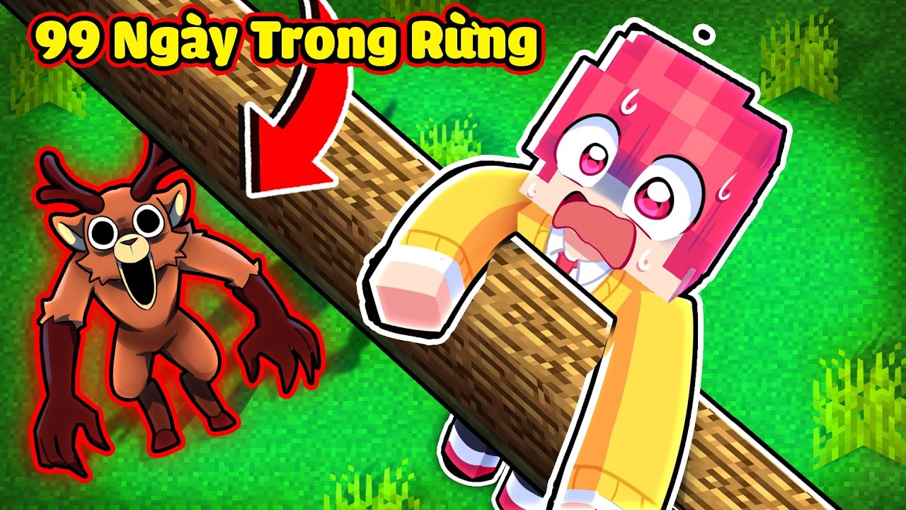 Hiha sinh tồn 99 NGÀY TRONG RỪNG nhưng phiên bản MINECRAFT 🫨😱