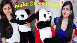 Handmade Soft Toy making 2 Feet Panda at Home in Hindi / Prerna Creation screenshot 4
