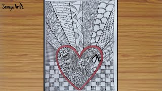 How to draw Heart | zentangle art | Valentine zentangle Heart Art | #33