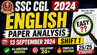 SSC CGL 2024 Tier-I Official Paper (Held On: 13 Sept, 2024 Shift 1) #ssccglenglish #ssccgl #vocabs