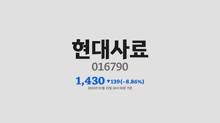 현대사료주가분석(016790) 2024년 01월 25일기준