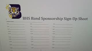 BHS band calendar sponsorship information