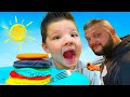 CALEB MORNING ROUTINE for KIDS! ☀️ Making RAINBOW PANCAKES with DAD!