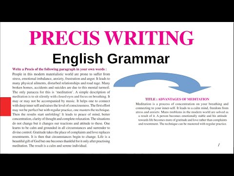 Precis Writing : How to Write a Precis