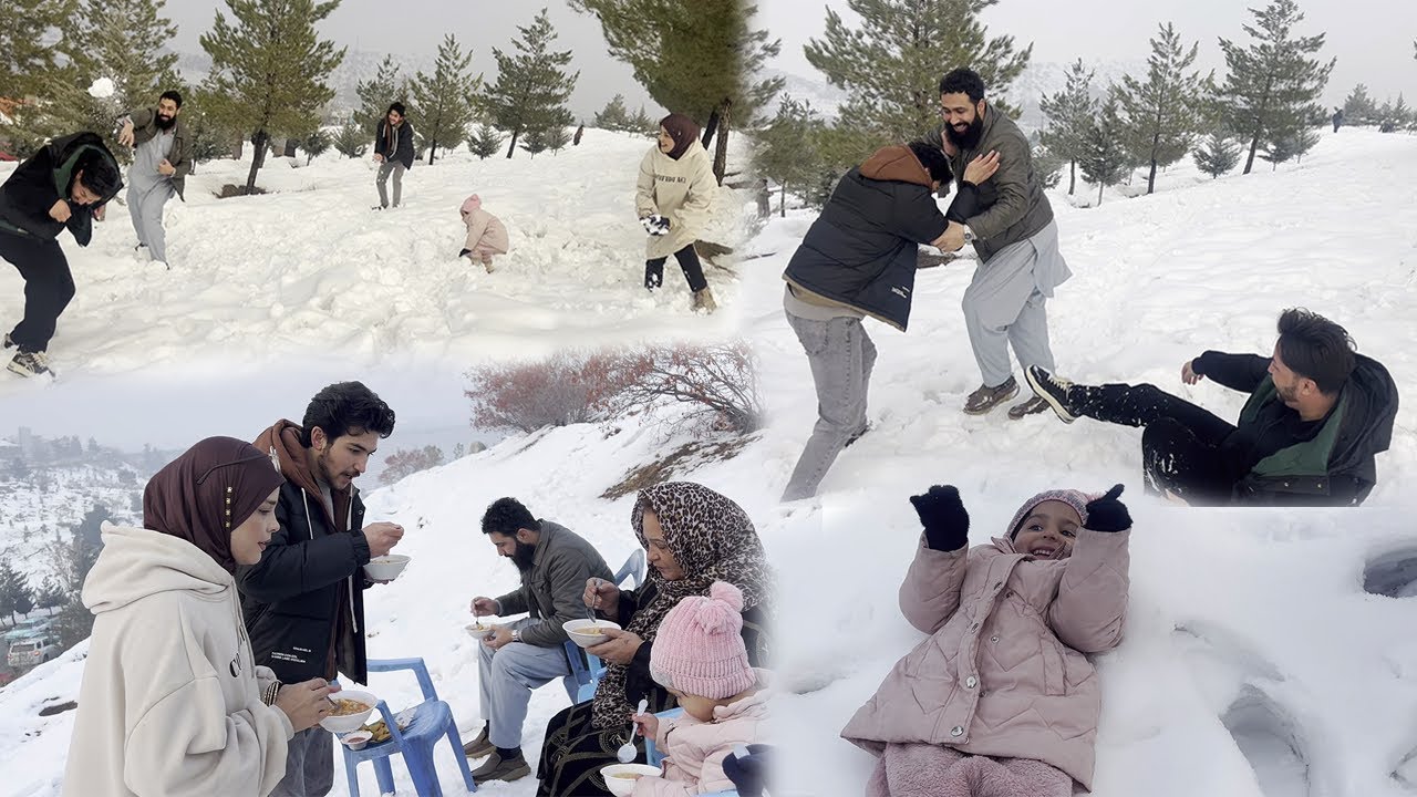 	ولاگ یک روز زمستانی با فامیل | برف‌ جنگی و خوردن شور نخود❄️🥶