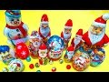 Christmas surprise eggs and toys, including chocolate Santa Claus and snowmen