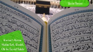 Yasin Suresi Renkli tecvid takipli, kolay okunuşlu, Koran Quran Mahmud Halil el Husari